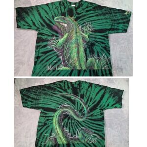 Vintage Lizard Iguana T Shirt Green Tie Dye Rainforest Cafe AOP Full Print XL